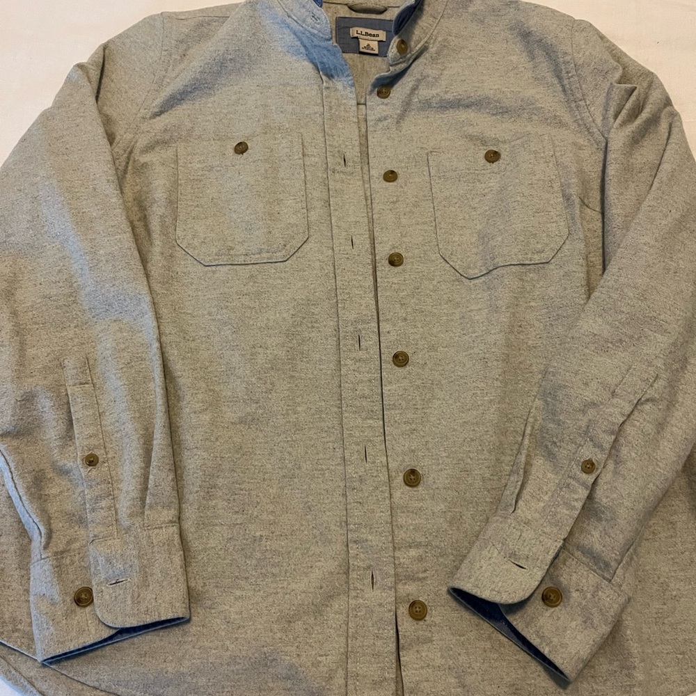 Ll Bean Grey Button-Up Utility Shirt
